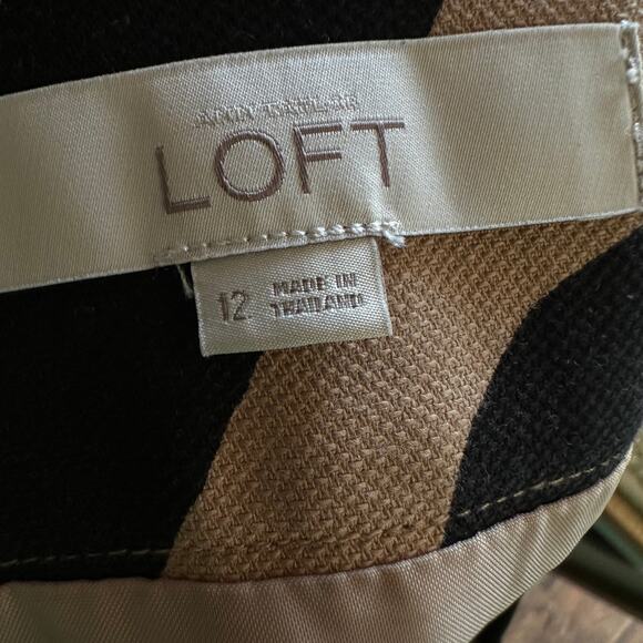 LOFT Zebra Print Mini Skirt Size 12 Animal Pattern Neutral Cotton Blend Pockets - Picture 5 of 7